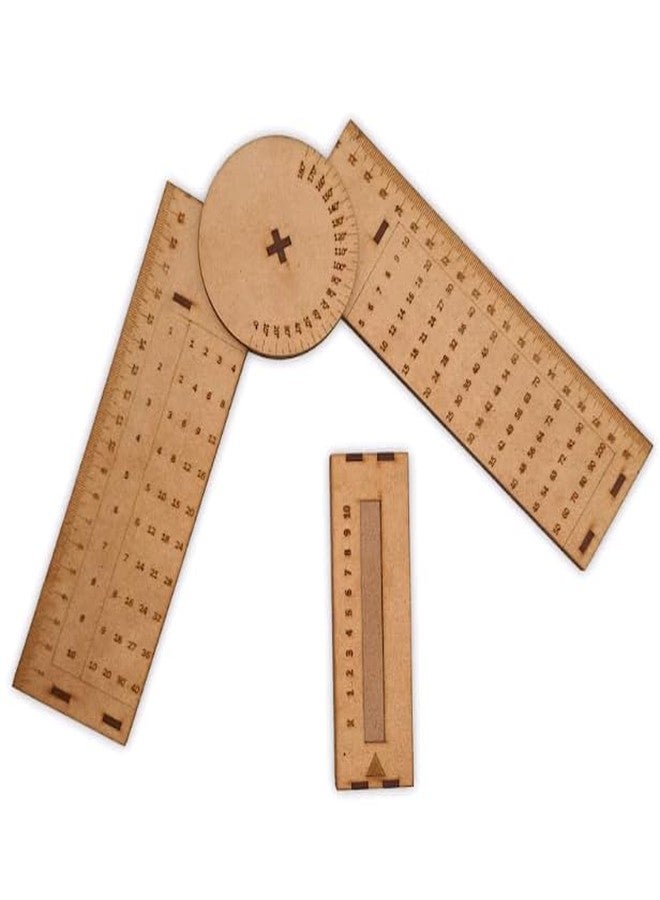 MeeCraft Extendable Ruler with Protractor and Multiplication Tables, Wooden Educational Montessori Toys and Items for Children's Development in Learning Maths. (Brown, Adjustable Length, 1) - Image 5